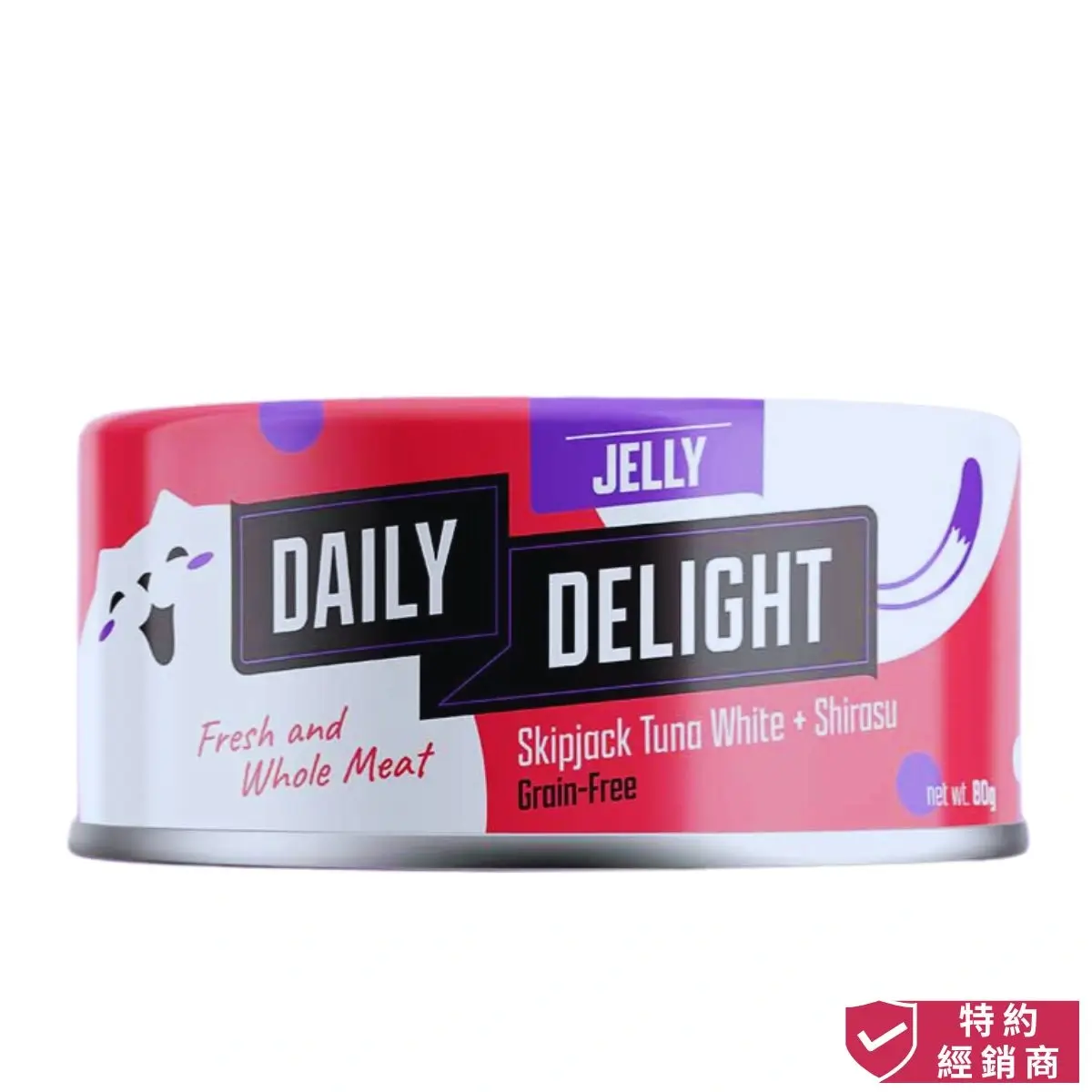 Photo of honey pet shop daily delight jelly cat wet food skipjack tuna white shirasu.The photo cotains authorized dealer icon.