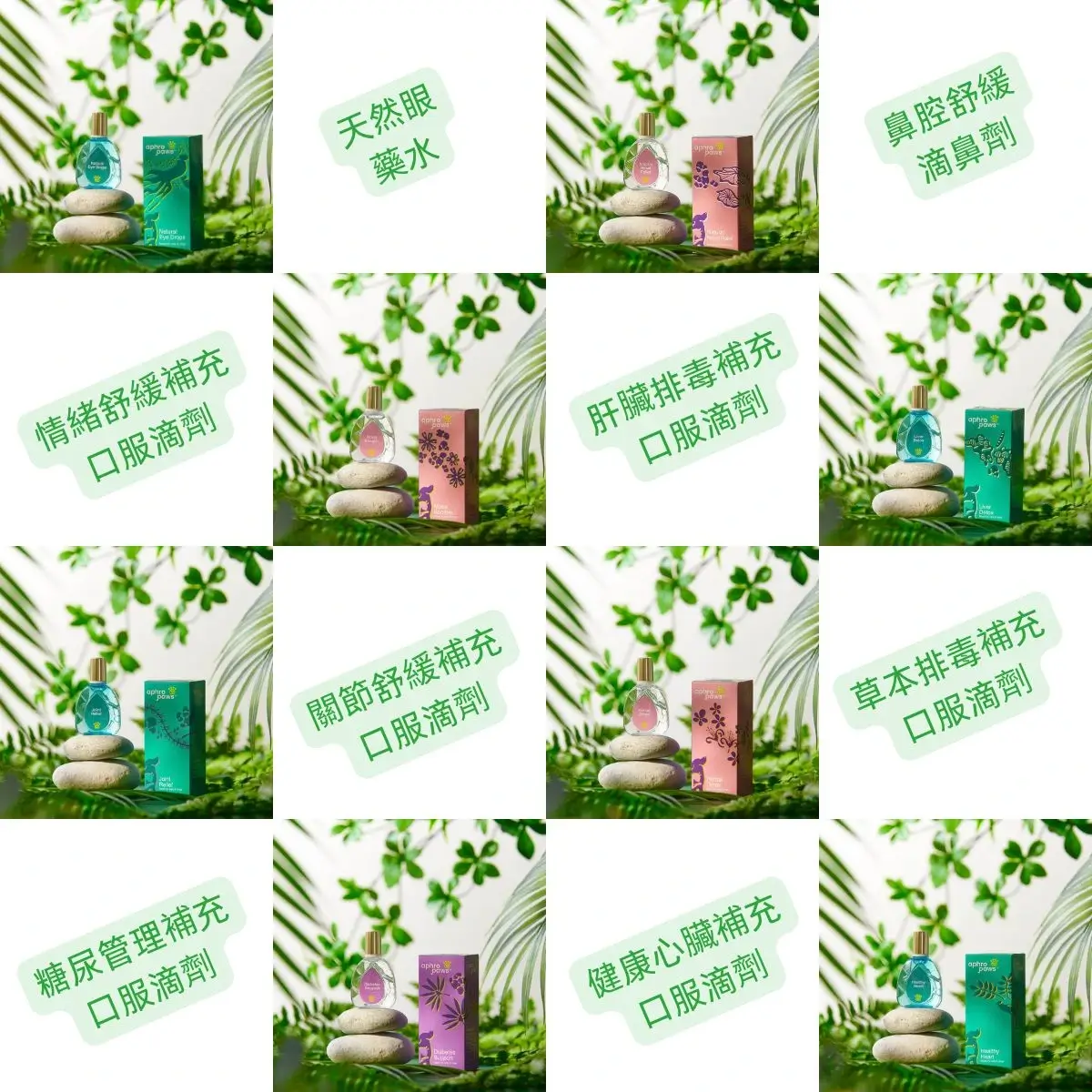 honey pet shop banner inside with Aphro Paws 8 product photos.It cotain natural eye drops,natural nasal relief,mood booster,liver detox,joint relief,herbal detox,diabetes support,healthy heart.